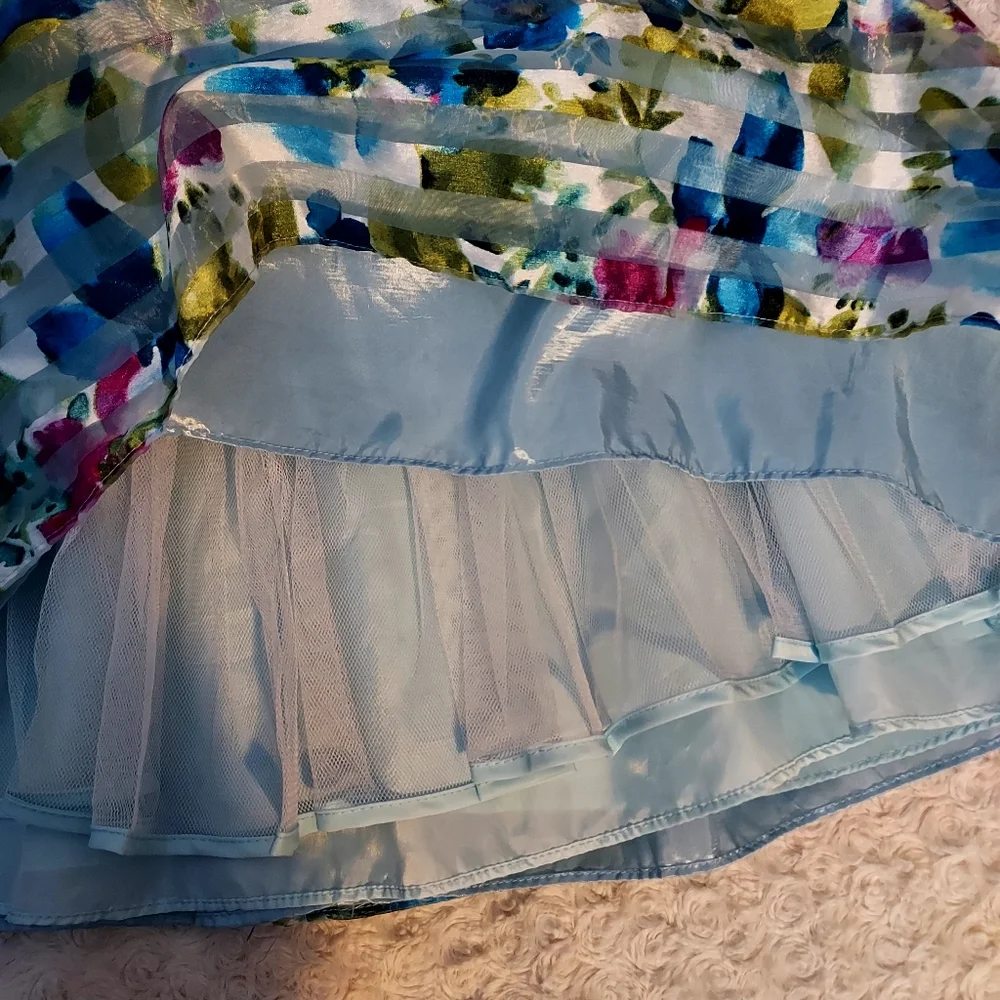 Sorbet Blue Girl's Floral Special Occasion Party dress 6X Coquette Girl Spring